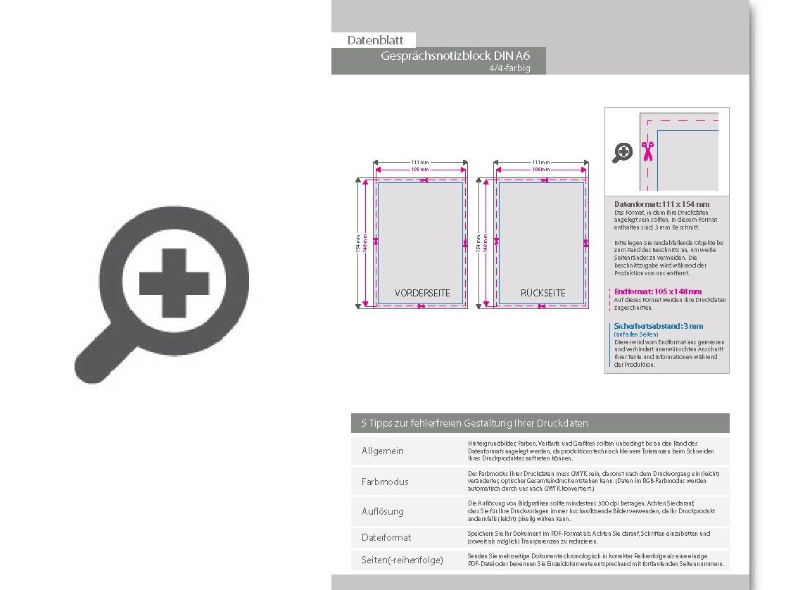 Product Bild gespr__chsnotizblock__din_a6__100_blatt__4_4_farbig_beidseitig_bedruckt