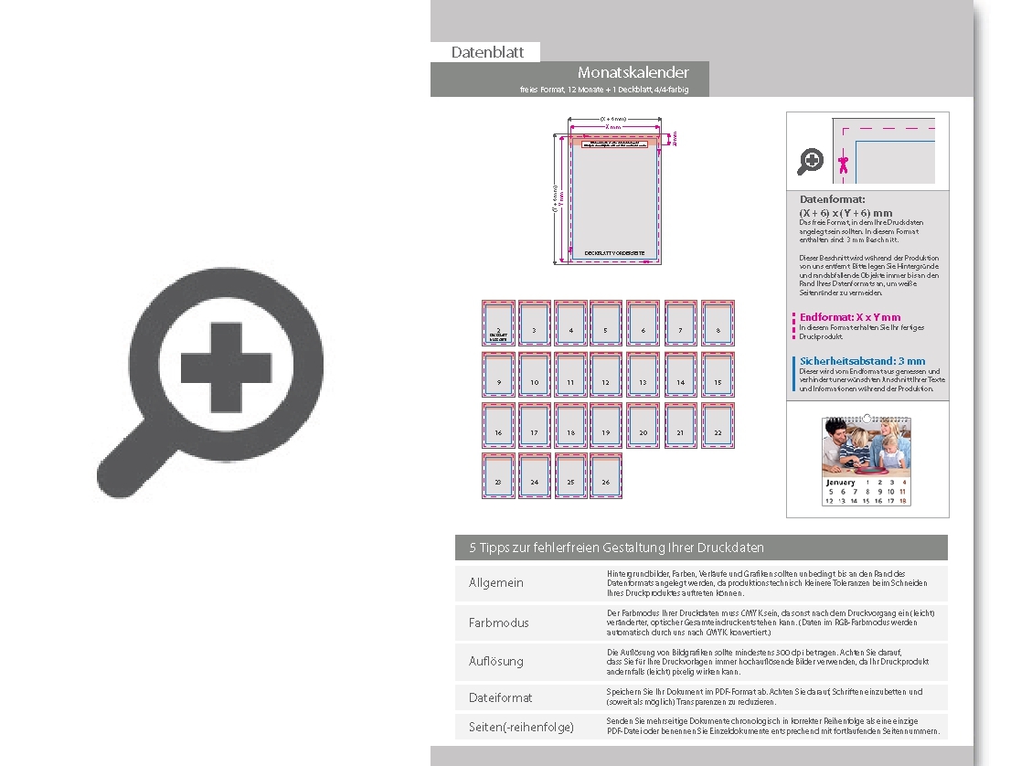 Product Bild monatskalender_13_blatt_(12_monate_+_deckblatt)__beidseitig_bedruckt_4_4_farbig__eigene_gr____e_(freies_format)