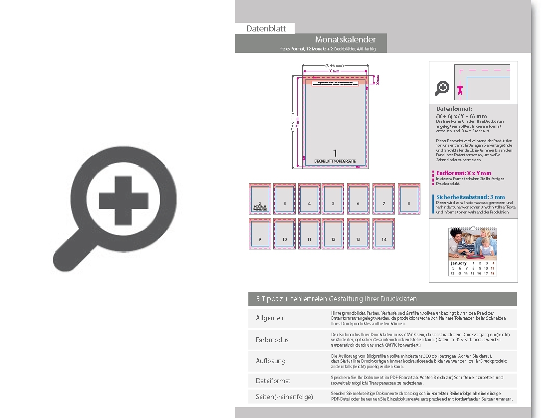 Product Bild monatskalender_14_blatt_(12_monate_+_2_deckbl__tter)__einseitig_bedruckt_4_0_farbig__eigene_gr____e_(freies_format)