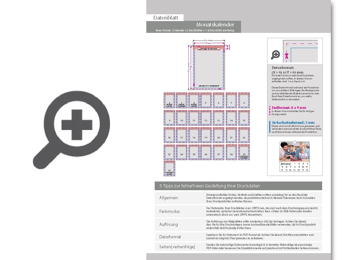 Product Bild monatskalender_15_blatt_(12_monate_+_2_deckbl__tter_+_1_schlussblatt)__beidseitig_bedruckt_4_4_farbig__eigene_gr____e_(freies_format)